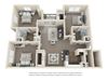 The Oak 2 Bedroom 2 Bath 3D Floorplan